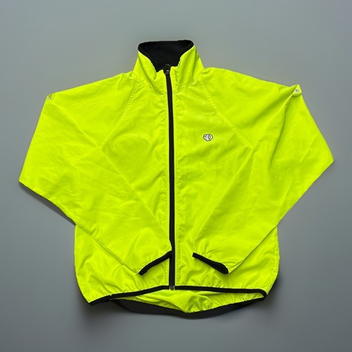 Pearl Izumi Cycling Jacket Mens Medium Neon Reflective Windbreaker Full Zip