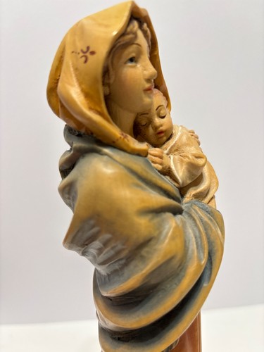 VINTAGE ANRI GESCHNITZTE HOLZMADONNA DER STRASSEN MARIA MIT KIND JESUS 10" Italien - Bild 9 von 12