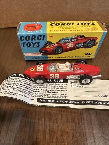 Original Corgi Toys 154 FERRARI FORMULA GRND PRIX RACING CAR ~ Mint Condition - Picture 3 of 17