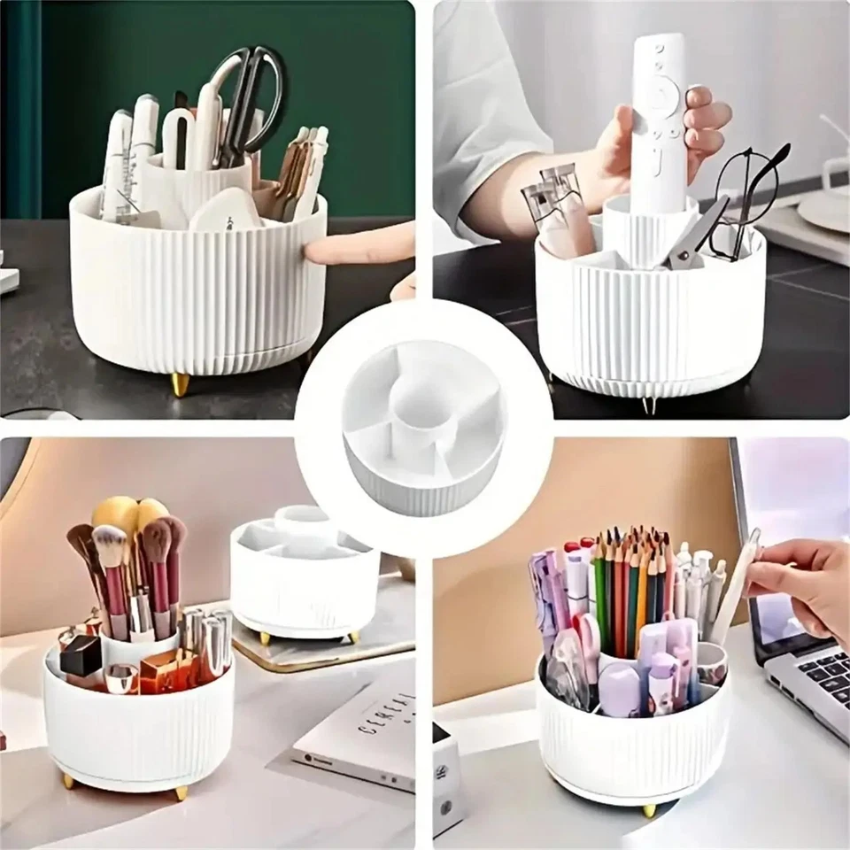 360° Rotating Makeup Organizer – Multi-Functional Brush & Cosmetic Holder - Image 3 of 4