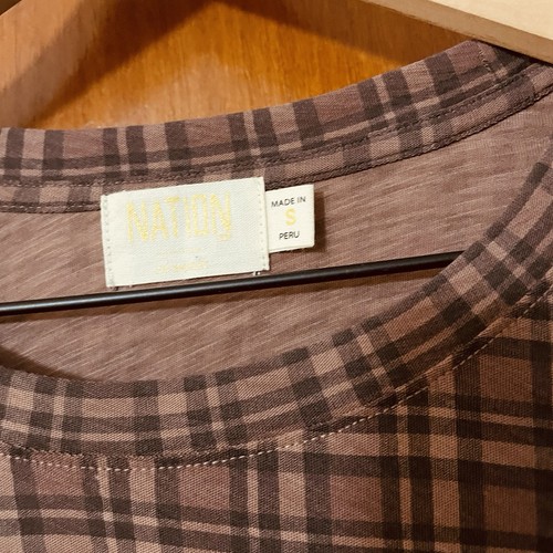 Nation LTD Romy Puffärmel Top Schottenkaro Langarm Größe Small - Bild 5 von 10