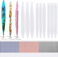 9 Pieces Pen Resin Mold, Epoxy Resin Molds with 75 Pieces Ink Pen Refills,Crafts
