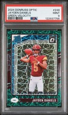 Jayden Daniels 2024 Panini Donruss Optic Green Velocity #248 Rated Rookie PSA 9