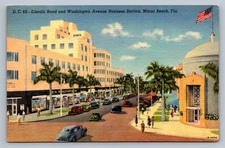 Postcard Florida Miami Lincoln Road Washington Avenue Woolworth's Linen  N909