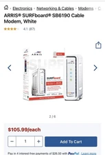 ARRIS SB6190 White Surfboard Cable Modem DOCSIS 3.0