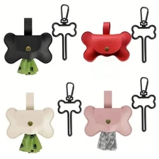 Leathers Dog Poop Bag Dispenser Hangable Leash Hook Poop Bag Holder Pet Supplies