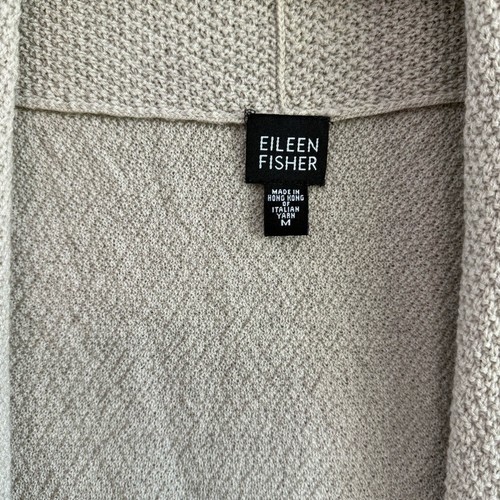 Eileen Fisher Wool Cream Open Front Cardigan Size Medium EUC Italian Yarn - Bild 2 von 5