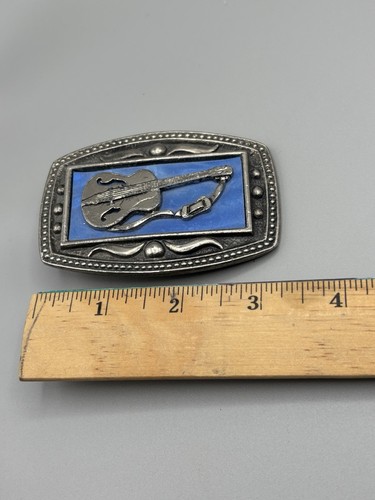Vintage Silver Tone Designer ‘Cii New York’ Belt Buckle - Guitar Rockabilly Rock - Picture 3 of 4