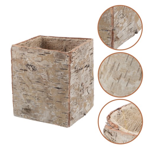 Rustic Bark Design Wood Planters Decorative Flower Pots Plant Containers - Picture 9 of 9