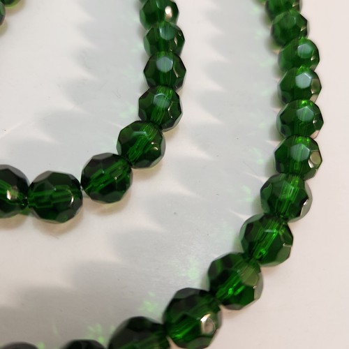 Grüne Glasperlen Halskette Armband Ohrringe Set versilbert - Bild 9 von 11