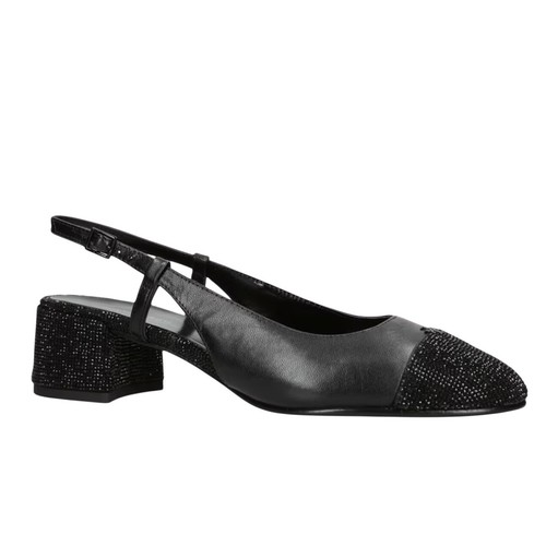 348 $ Tory Butch schwarz pavefarbene Zehenpartie Slingback Blockabsatz Strass Schuhgröße 7,5 M