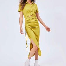 Cider RIB CUT OUT TIE BACK DRAWSTRING MAXI DRESS Size Large