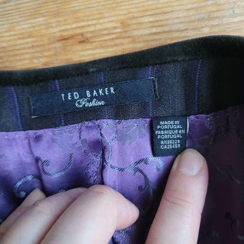Ted Baker Pasion Wool Blazer Kacket Dark Brown Purple Size 42 Reg - Picture 4 of 19