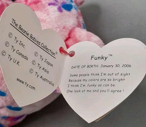 TY Beanie Baby FUNKY the Bear Colorful Plush 8.5” Stuffed Animal Toy NEW - Picture 9 of 11