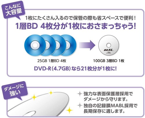 Verbatim Disque Blu-ray à enregistrement unique BD-R XL 100 Go 20 disques 5 mm boîtier plastique avec - Photo 5/7