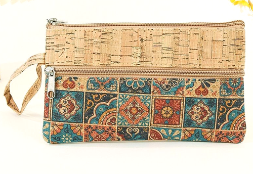 Kork kleine Handtasche Öko 22cmx13cm Handytasche Öko Holz Geldbörse Reißverschluss Clutch - Bild 10 von 12