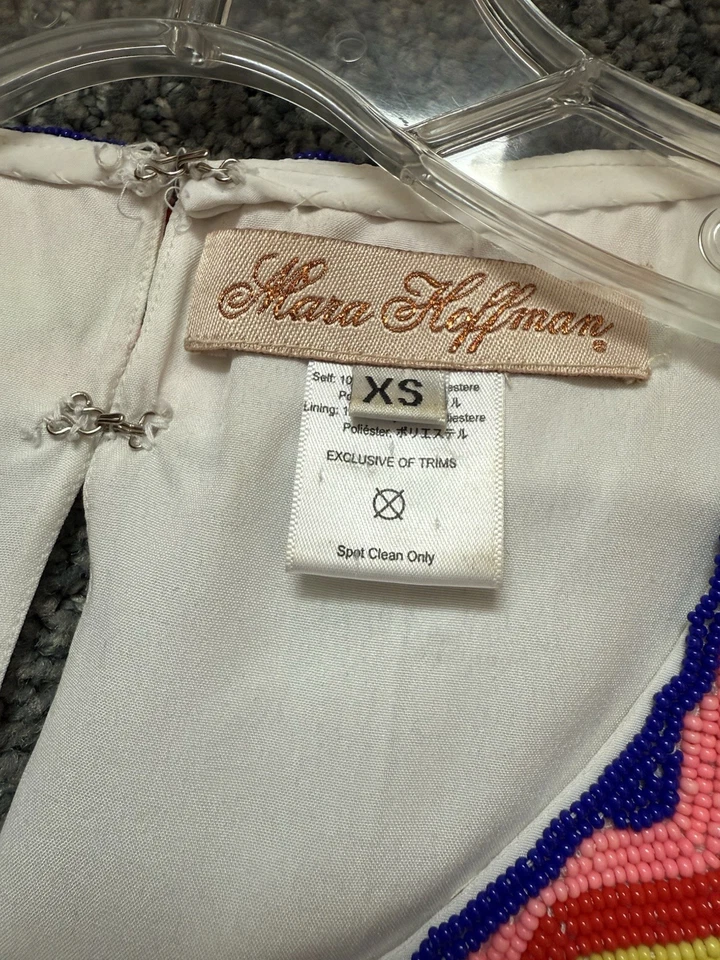 $395 Novo Vestido Mara Hoffman Branco Neon Frisado Cobra Buraco na Fechada Grande Miami - Imagem 4 de 4