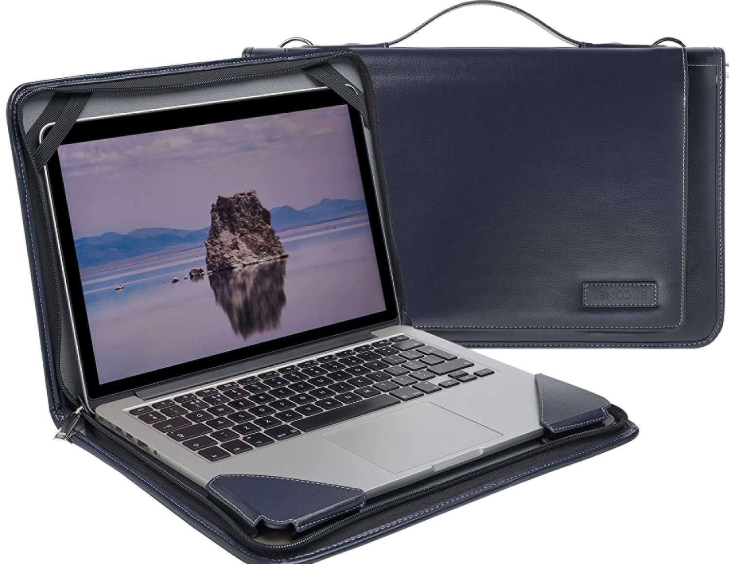 Кожаный чехол Broonel синего цвета для ноутбука HP Pavilion x360 14-ek1000na