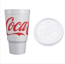 DART 32AJ20C 32 Oz PEDESTAL COKE-COLA FOAM PRINT With LIDS CHOOSE QUANTITY