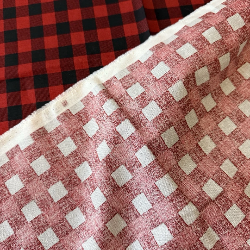 Sweetwater For Moda Red Black Buffalo Checkered Plaid LIGHT Cotton 2Yds x 42" - Image 4 of 4