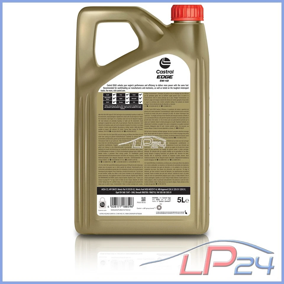 MANN FILTRE À HUILE+5L CASTROL EDGE FST 5W-40 POUR OPEL AGILA A 04-07 - Photo 3/4