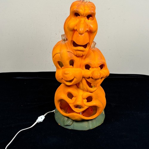 Vintage Casper The Ghost Stacked Pumpkin Foam Mold Light Halloween Decor 19" - Picture 2 of 14