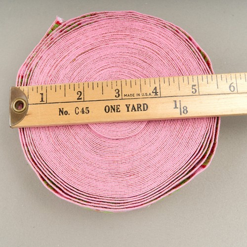 Jacquard Zinnia Floral Ribbon Trim 1 7/8" Pink Green Spool 15 Yards New - Picture 5 of 5