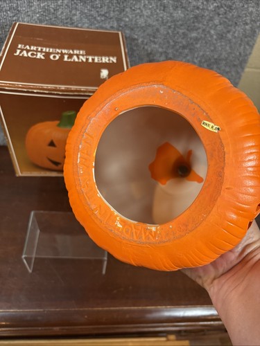Vtg Halloween Earthenware Pumpkin Jack O' Lantern Ceramic Votive Candle Holder - Picture 4 of 5