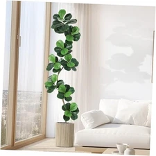  Fiddle Leaf Fig Artificial Tree with White Planter,7 ft Faux Plants 7ft Green