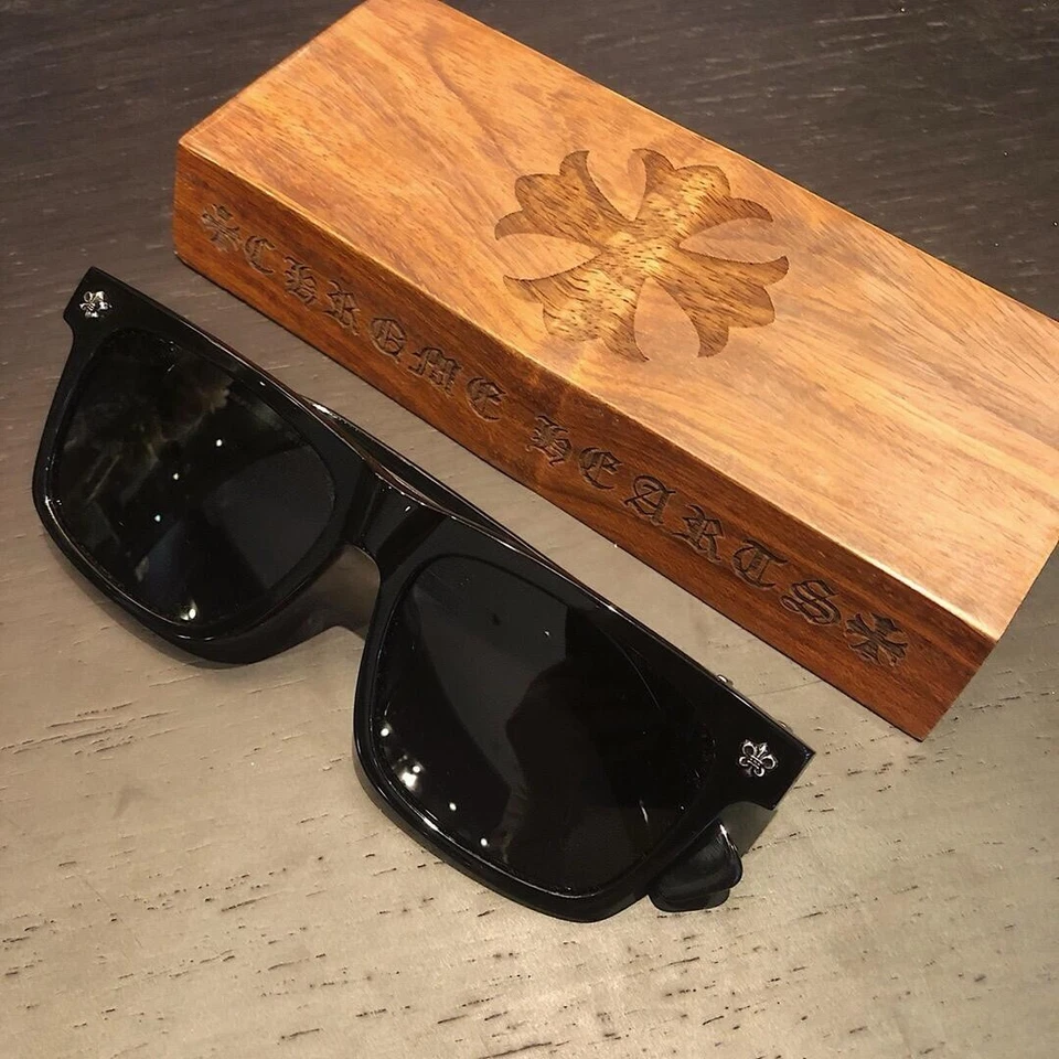 Chrome Hearts Cross Black Square Frame Casual Sunglasses Black Lenses 57-17-145 - Image 3 of 4