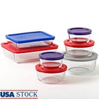14 Piece Glass Storage Containers Set W/ Lids Airtight Stackable Microwave Safe