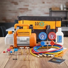 Efficient 3.6CFM Vacuum Pump with Complete Manifold Set for Home HVAC Systems