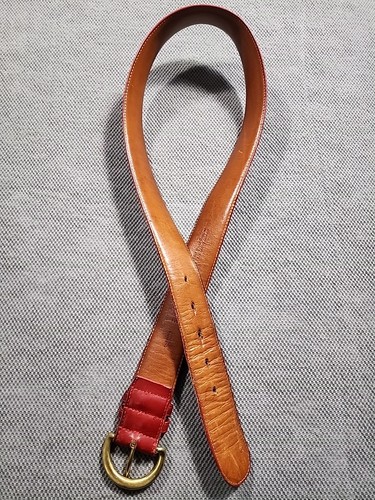 Coach Red Belt 8500 34"/85 cm Real Glove Tanned Cowhide and Solid Brass USA - Picture 4 of 11