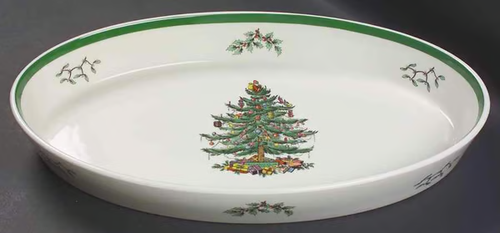 Spode Christmas Tree 14 Inch Oven to Table Oval Baker Dish Made in England - Picture 2 of 4