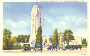 Shrine-amp-Church-Of-The-Little-Flower-Detroit-Michigan-Postcard-Unused-VTG-Teich