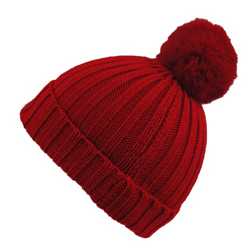 Sombrero gorro de punto recto City Hunter conejo bobble de piel - Imagen 2 de 6