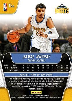 2016-17 Panini Threads #168 Jamal Murray - Picture 2 of 2