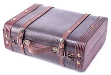 New Vintiquewise Decorative Wooden Leather Suitcase, QI003009