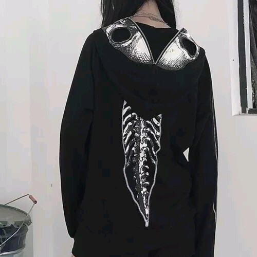 Neu Zoelibat Gothic Sweatshirt Jacke Pullover Totenkopfmask Skull L Punk - Photo 3/7
