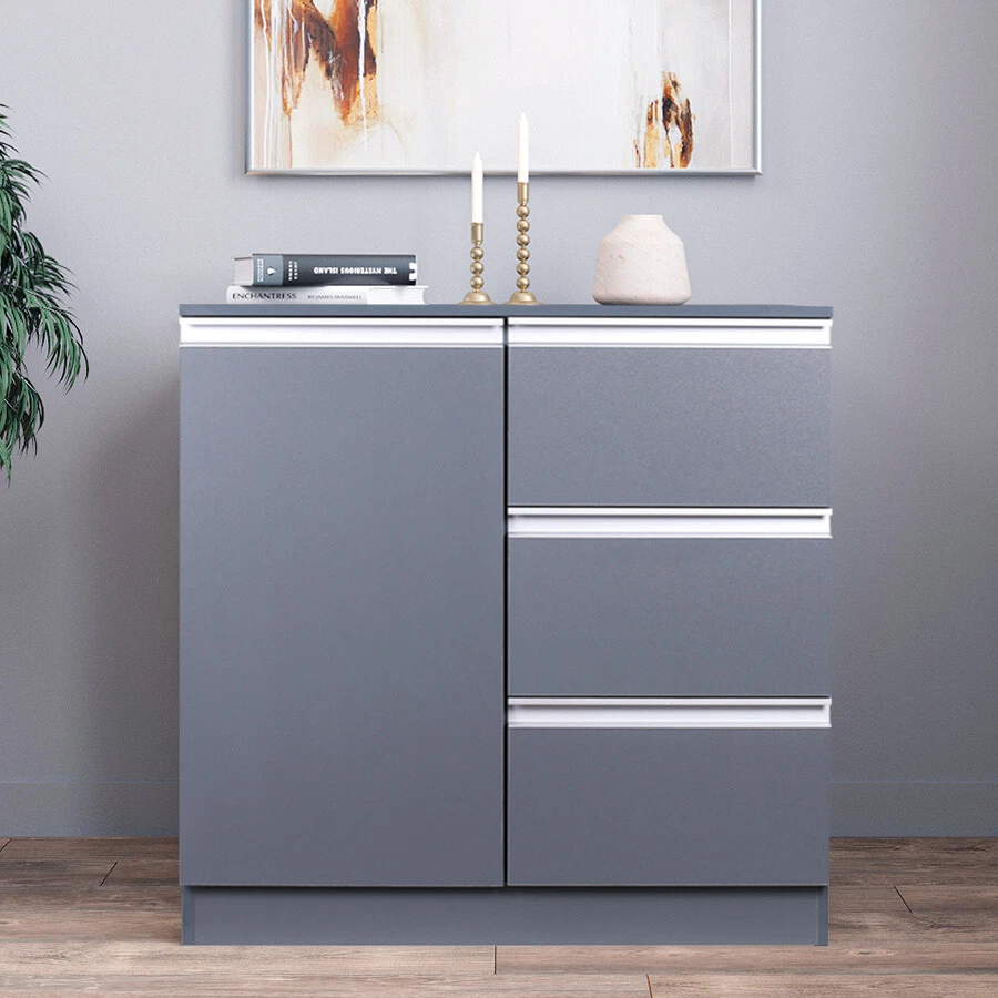 3 Drawers 1 Door Sideboard Kitchen Wood Storage Cupboard File Cutlery Cabinet UK