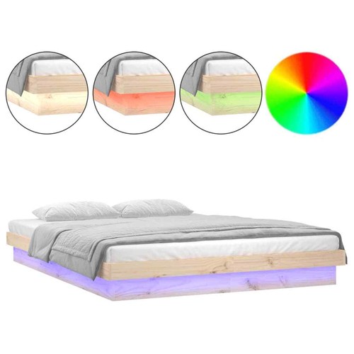 Massivholzbett mit LEDs Bett Bettgestell Holzbett mehrere Auswahl vidaXL - Bild 172 von 181