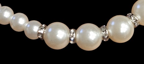 Collar De Colección Imitación Perla Estrás Graduado Tono Plata Joyería/16"-19"L - Imagen 3 de 4