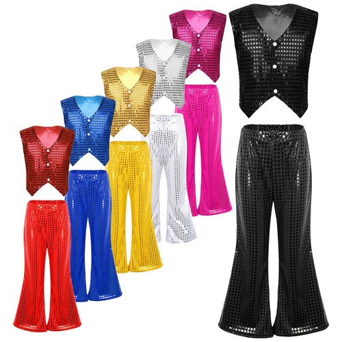 Jungen Mädchen Kostüme Jazz Modern Dance Outfits Glittery Tanzbekleidung Party - Bild 1 von 72