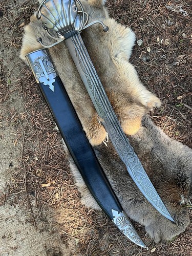 Handmade Pirate Cutlass Skull & Crossbones Eldritch Tentacle Engraved Sword - Picture 7 of 7