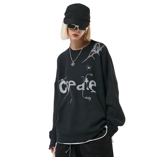 Suéter Niepce Spider Tejido Gótico Streetwear Mangas Largas Pullover - Imagen 3 de 26