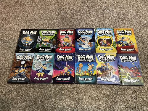 Hund Mann Bücher Serie Set 1-12 von Dav Pilkey Hardcover Katze Kind x 5 mit Bonus Stoff - Bild 2 von 4