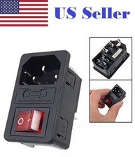 Sodial(R) Inlet Male Power Socket with Fuse Switch 10A 250V 3 Pin IEC320 C14 AD