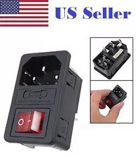 Sodial(R) Inlet Male Power Socket with Fuse Switch 10A 250V 3 Pin IEC320 C14 AD