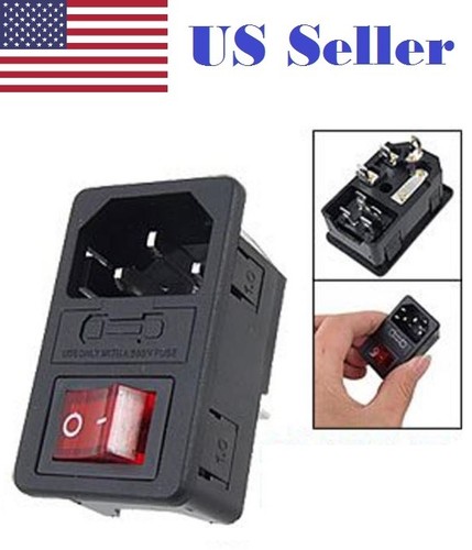 Sodial(R) Inlet Male Power Socket with Fuse Switch 10A 250V 3 Pin IEC320 C14 AD - 第 1/4 張圖片