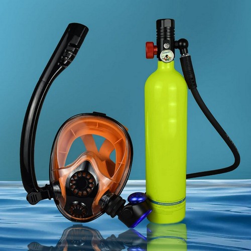 Tauchen Kit Schnorchelmaske 1L Luft Sauerstoff Tank Atmen Unterwasser Handpumpe - Bild 11 von 24